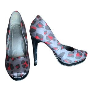 G21 Grey red&black Leopard Stiletto Shoes Size 6